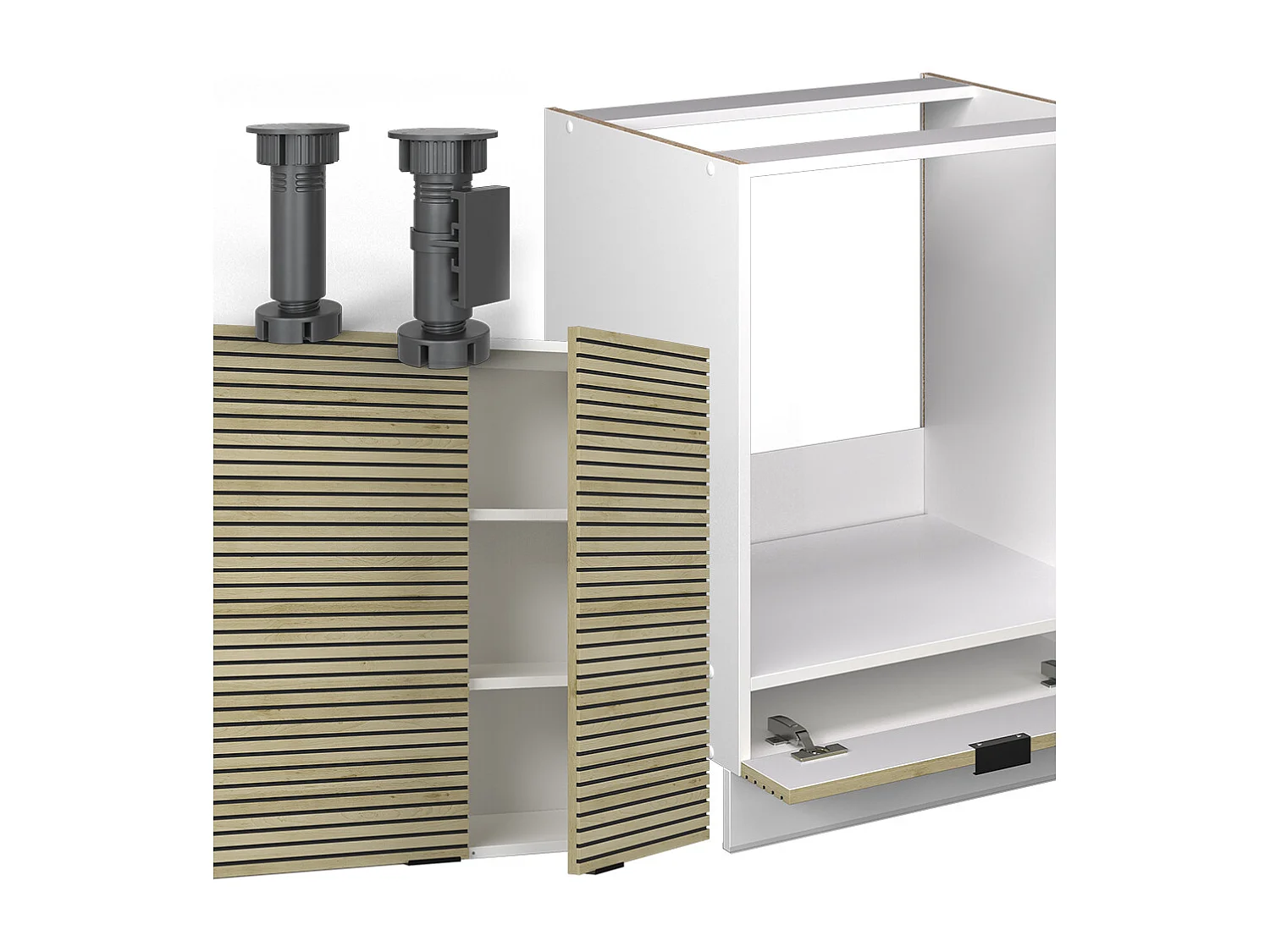 Eckküche eiche paneel/weiß 287x60x81.6 fame-line