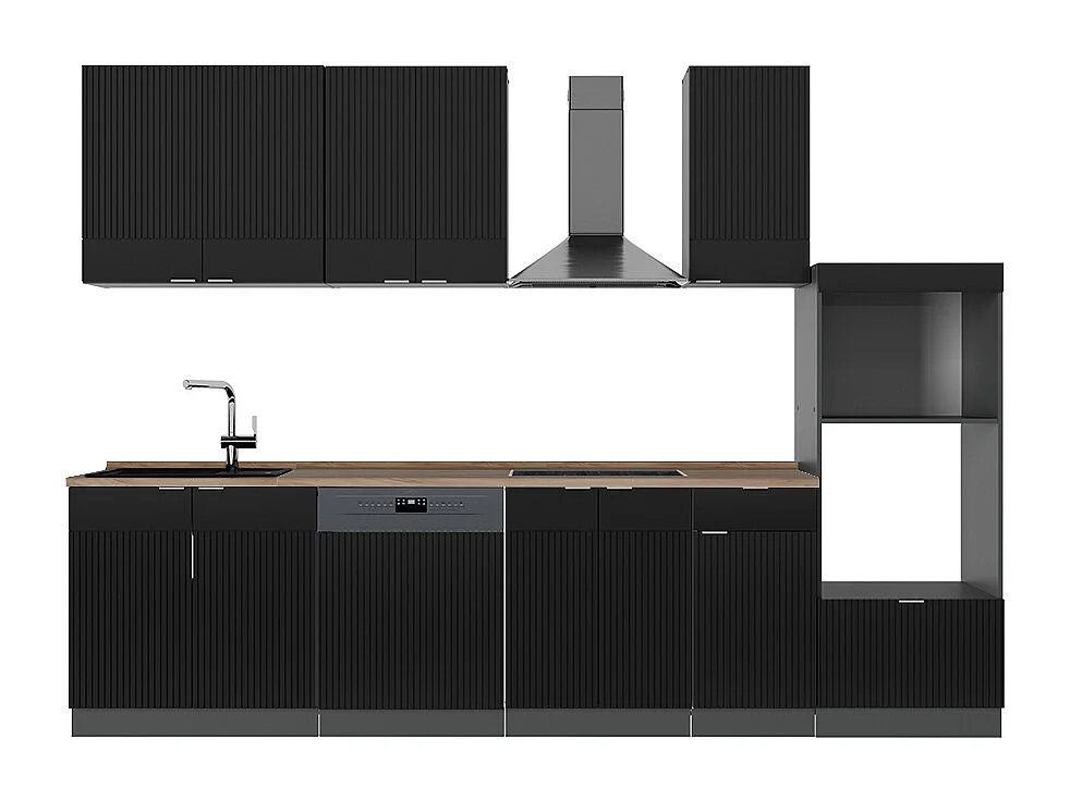 Cuisine noir rayé/anthracite 300x60x81.6 fame-line