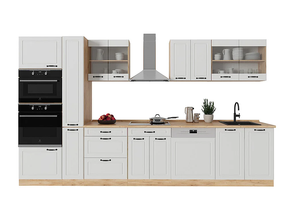 Cuisine complète  blanc campagnard/chêne doré 350x60x81.6 r-line