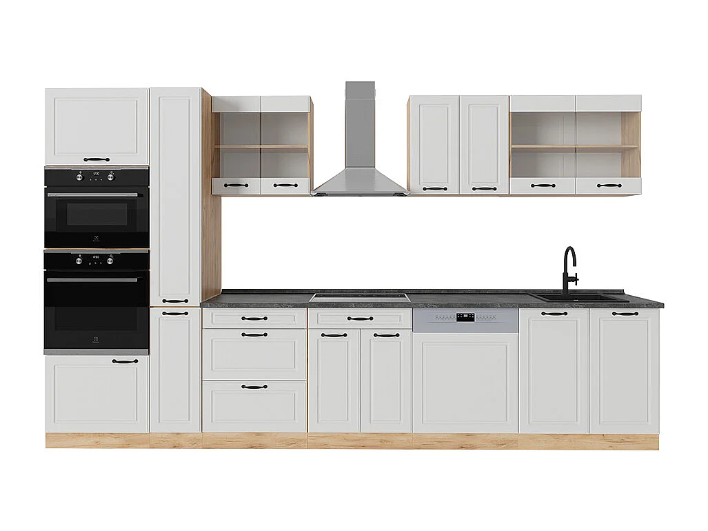 Cuisine complète  blanc campagnard/chêne doré 350x60x81.6 r-line