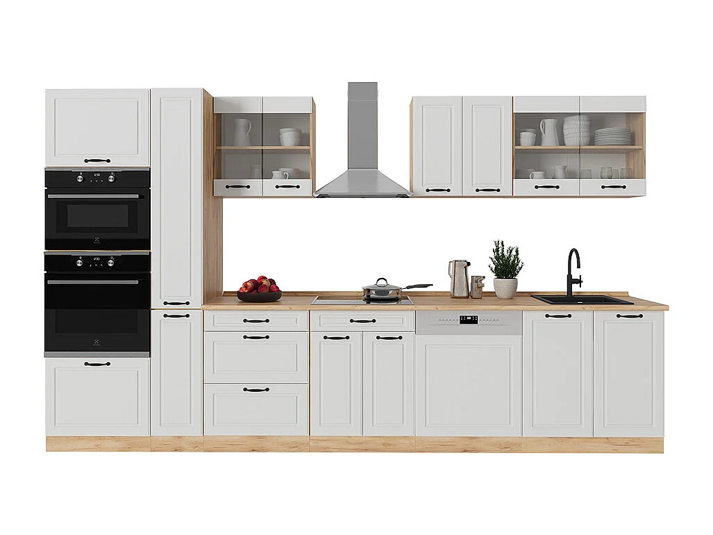 Cuisine complète  blanc campagnard/chêne doré 350x60x81.6 r-line