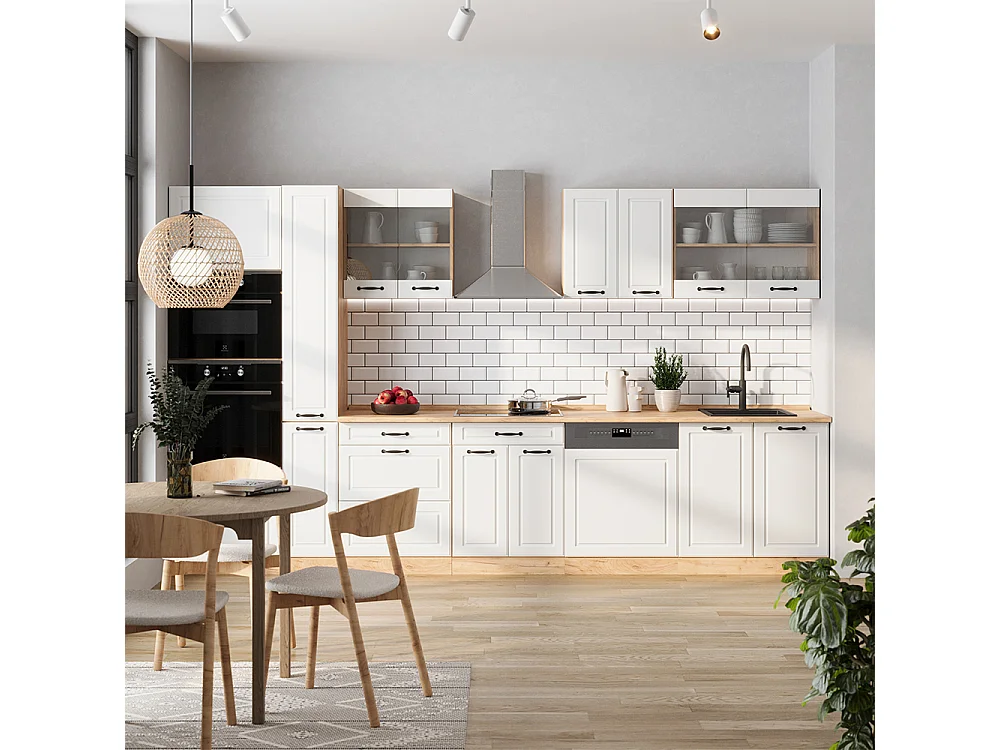 Cuisine complète  blanc campagnard/chêne doré 350x60x81.6 r-line