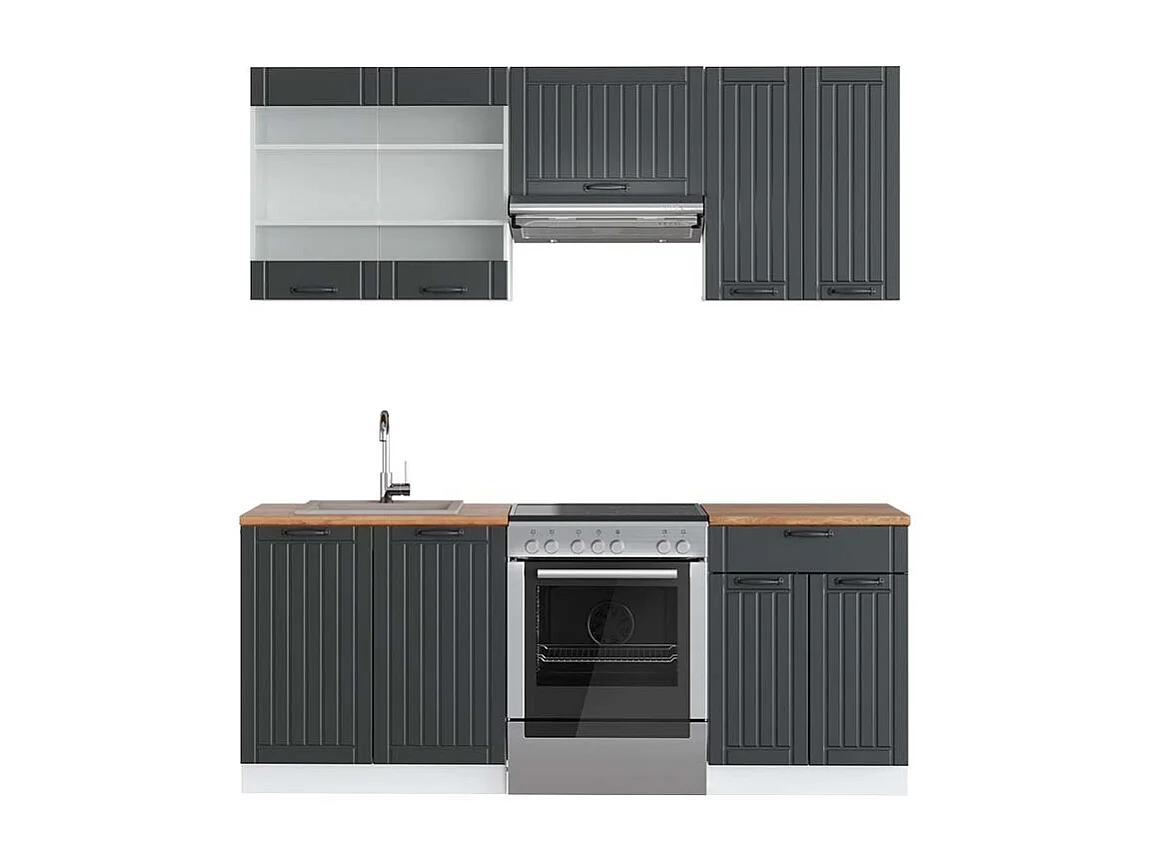 Mueble de cocina antracita casa de campo/blanco 200x60x81.6 fame-line