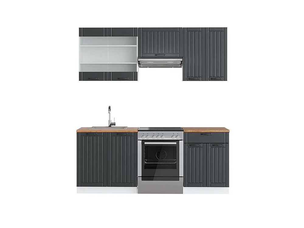 Køkkenrække antracit landhus/hvid 200x60x81.6 fame-line