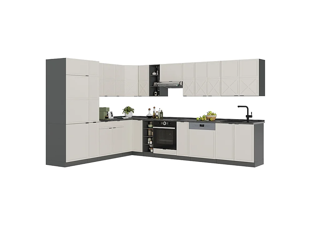 Cocina esquinera grisbeige/antracita 347x60x81.6 fame-line