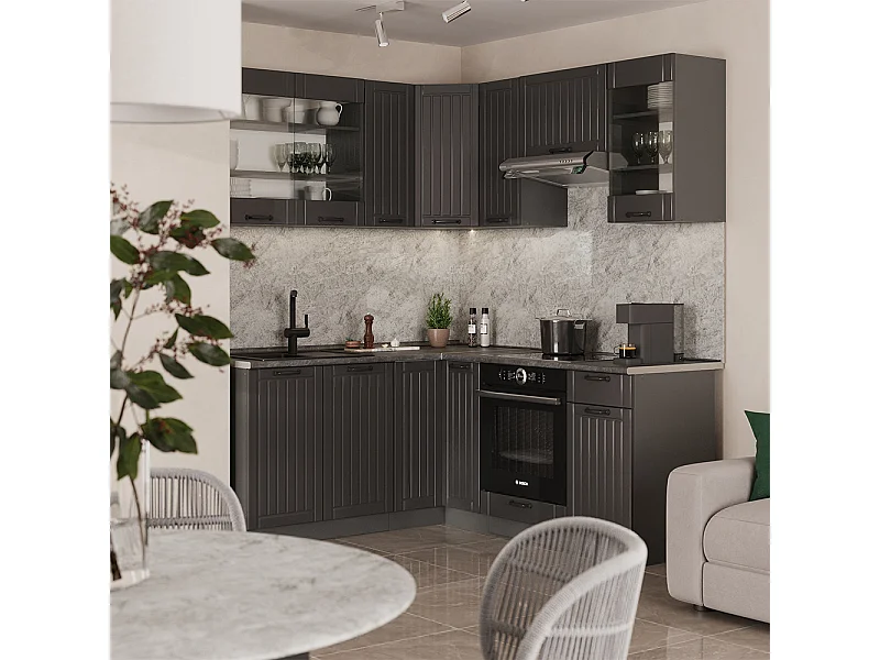 Cuisine en angle gris foncé 190x60x81.6 fame-line
