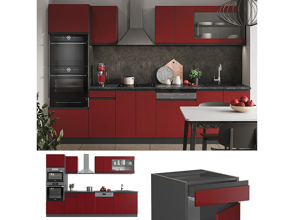 Cuisine rouge/anthracite 300x60x81.6 r-line