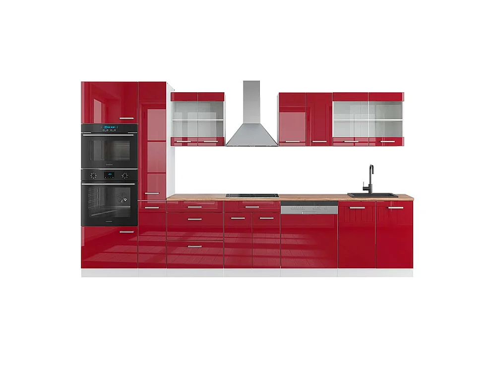 Keukenblok rood hoogglans/wit 350x60x81.6 r-line