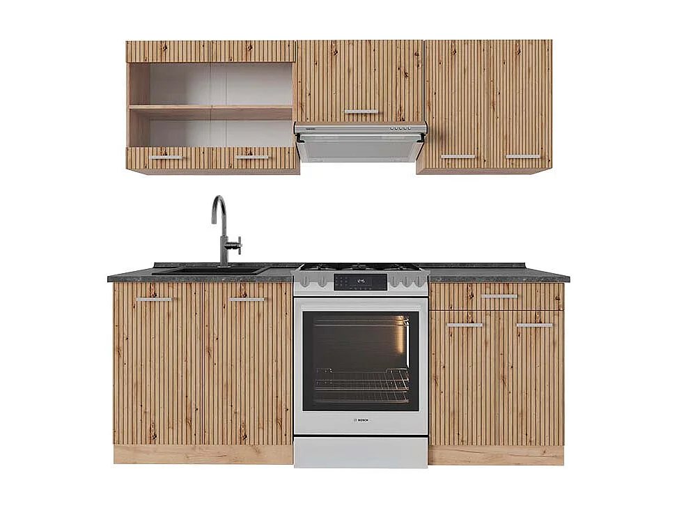 Cucina componibile rovere artigianale/rovere goldkraft 200x60x81.6 r-line