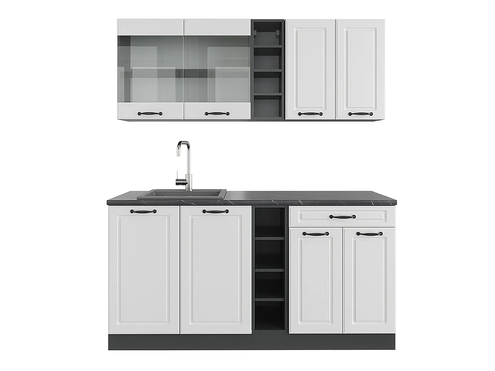 Cocina versátil casa de campo blanca/antracita 160x60x81.6 r-line