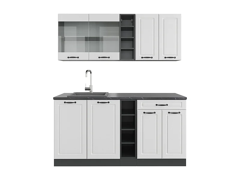 Cocina versátil casa de campo blanca/antracita 160x60x81.6 r-line