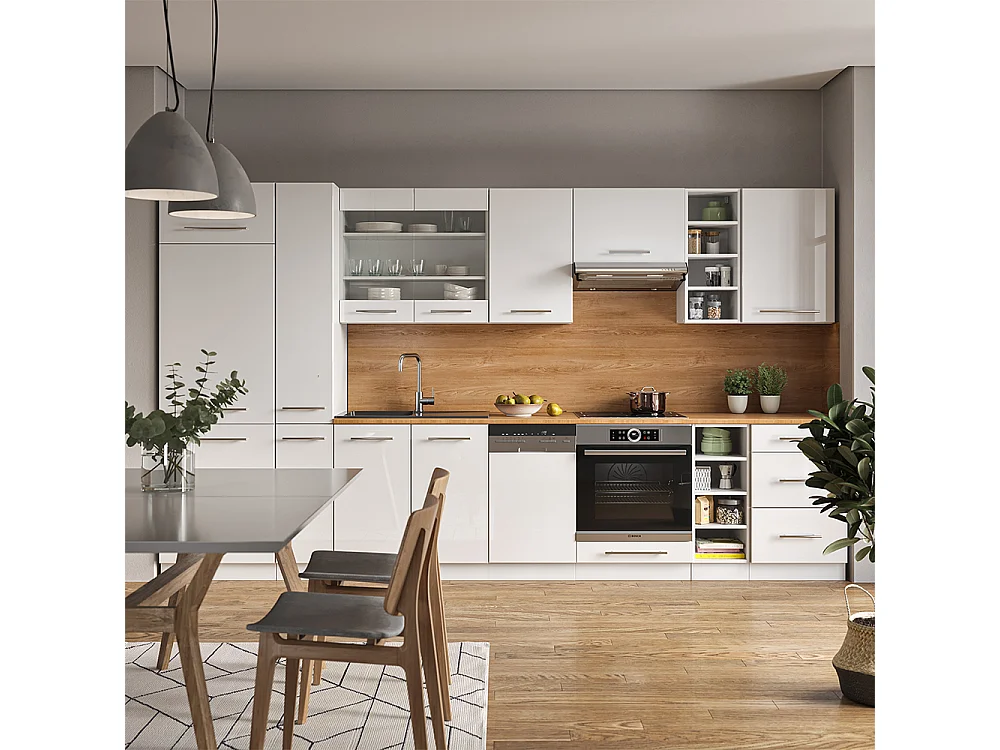 Cucina componibile bianco lucido/bianco 355x60x81.6 fame-line