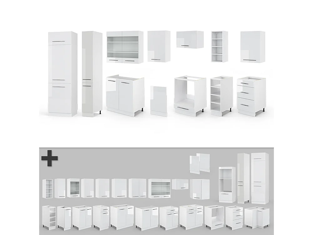 Cucina componibile bianco lucido/bianco 355x60x81.6 fame-line