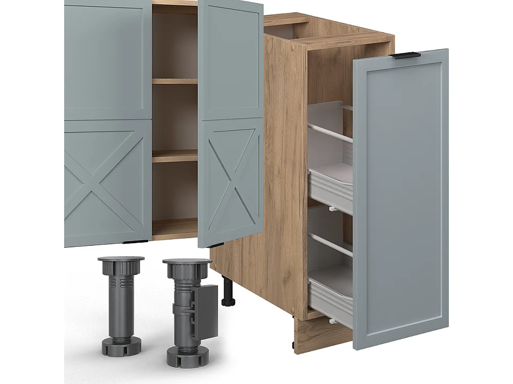 Cuisine bleu clair-gris/chêne force dor 280x60x81.6 fame-line