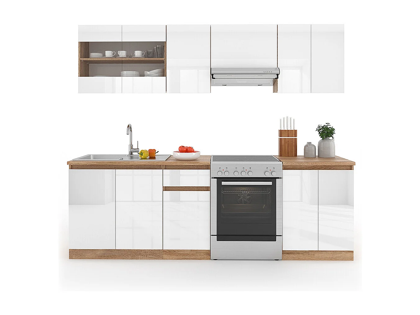 Cuisine blanc brillant/blanc 240x60x81.6 raul