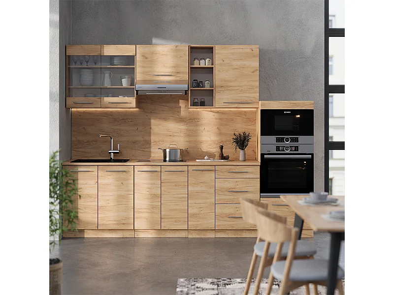 Complete keukeneenheid krachtige eik goud 280x60x81.6 fame-line
