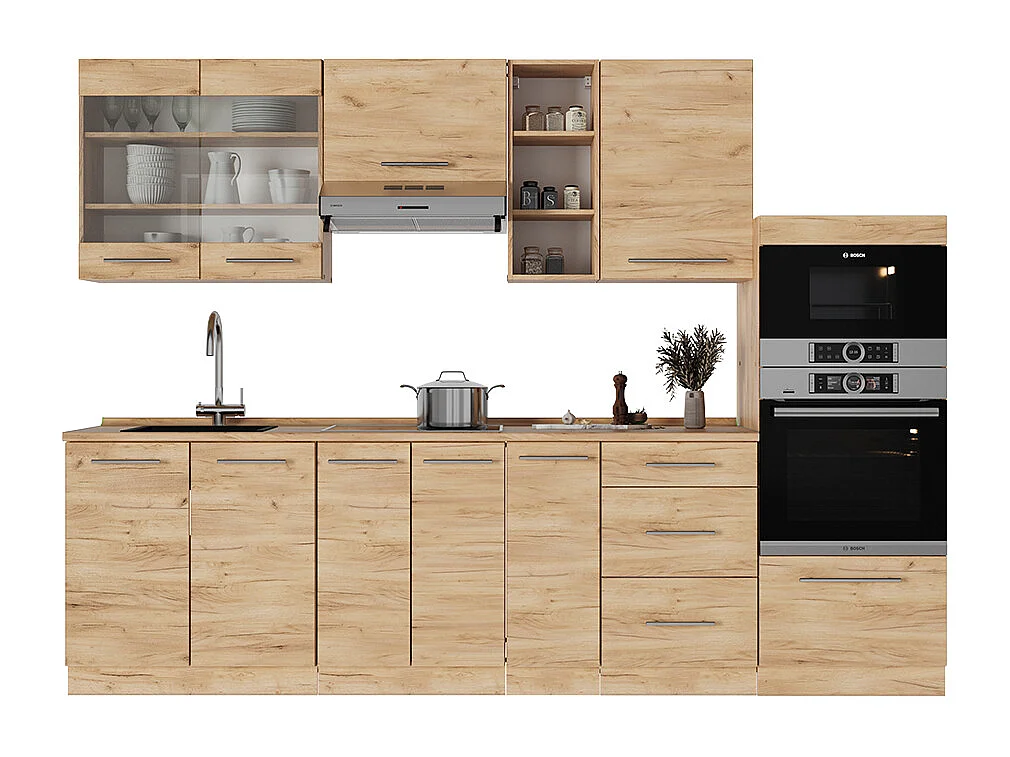 Küchenzeile goldkraft eiche 280x60x81.6 fame-line