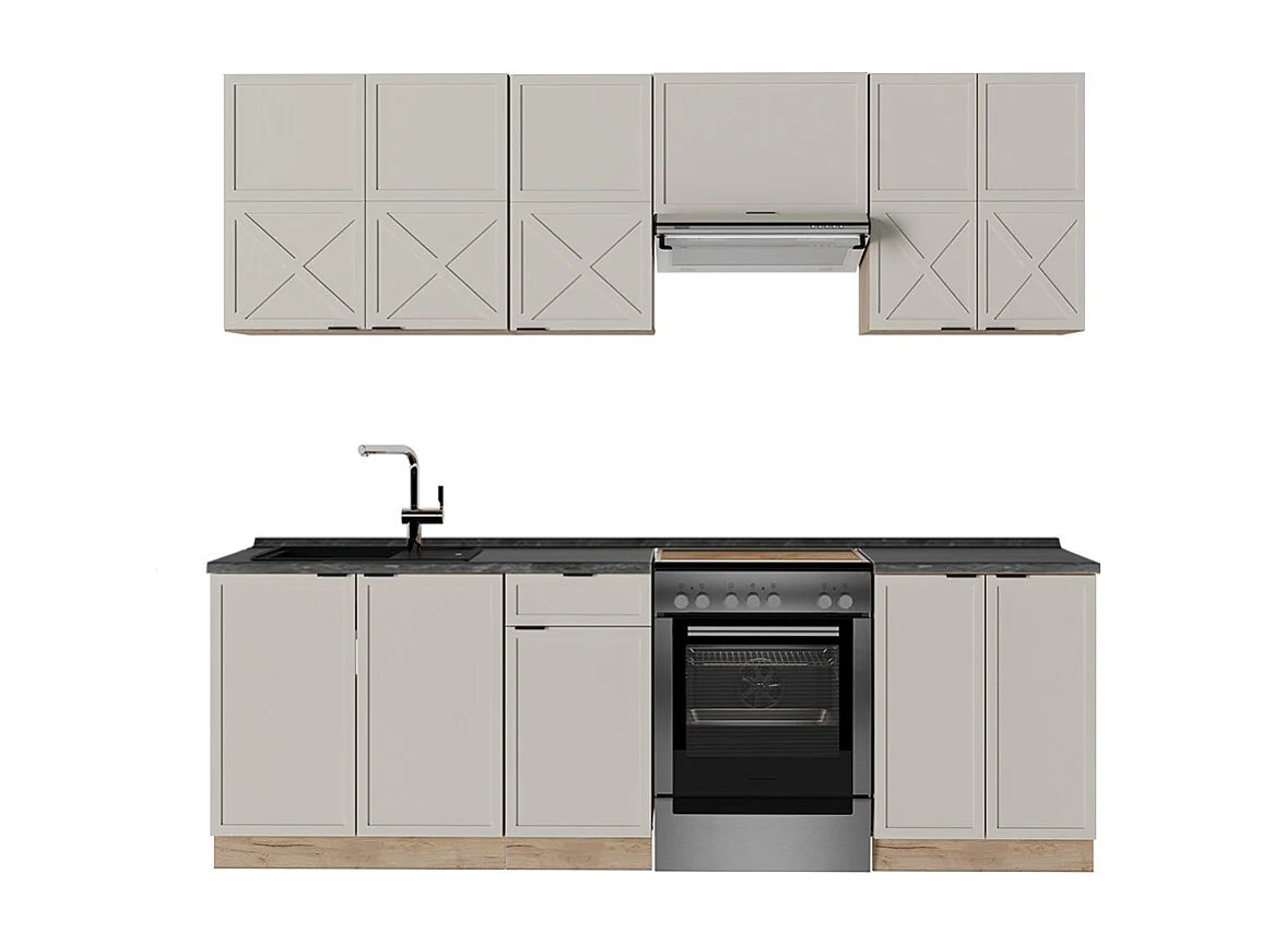 Pentry gråbeige/goldkraft ek 240x60x81.6 fame-line