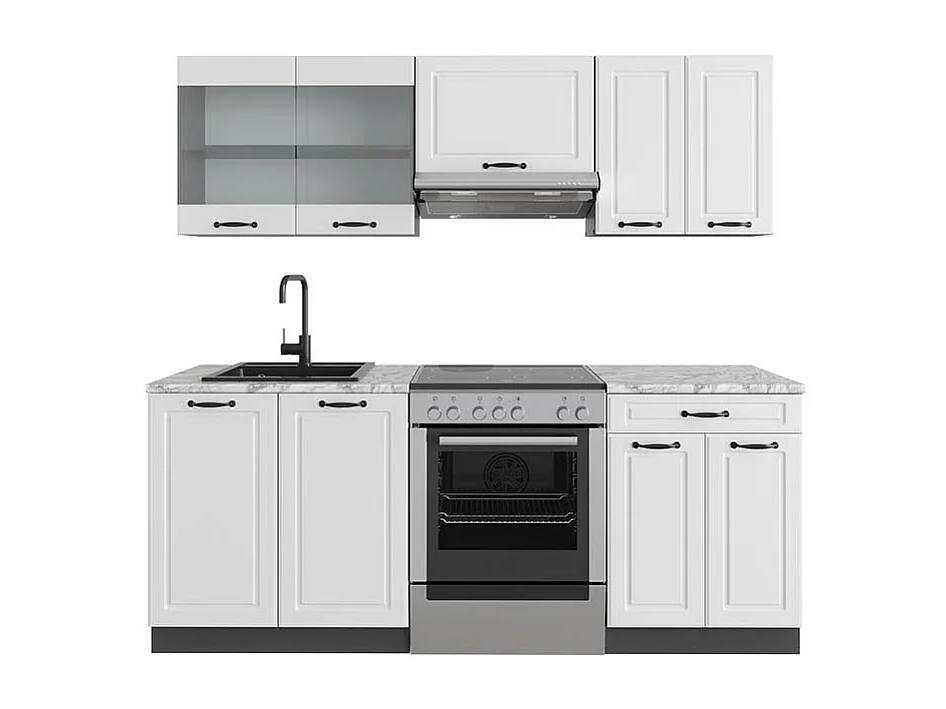 Cuisine blanc cottage/anthracite 200x60x81.6 r-line