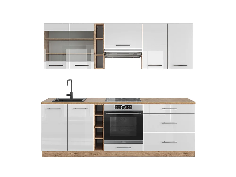 Pentry vit högblank/goldkraft ek 235x60x81.6 fame-line