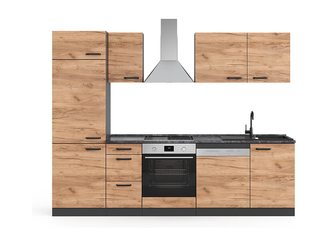 Ligne de cuisine chêne doré/anthracite 270x57.1x81.6 optima