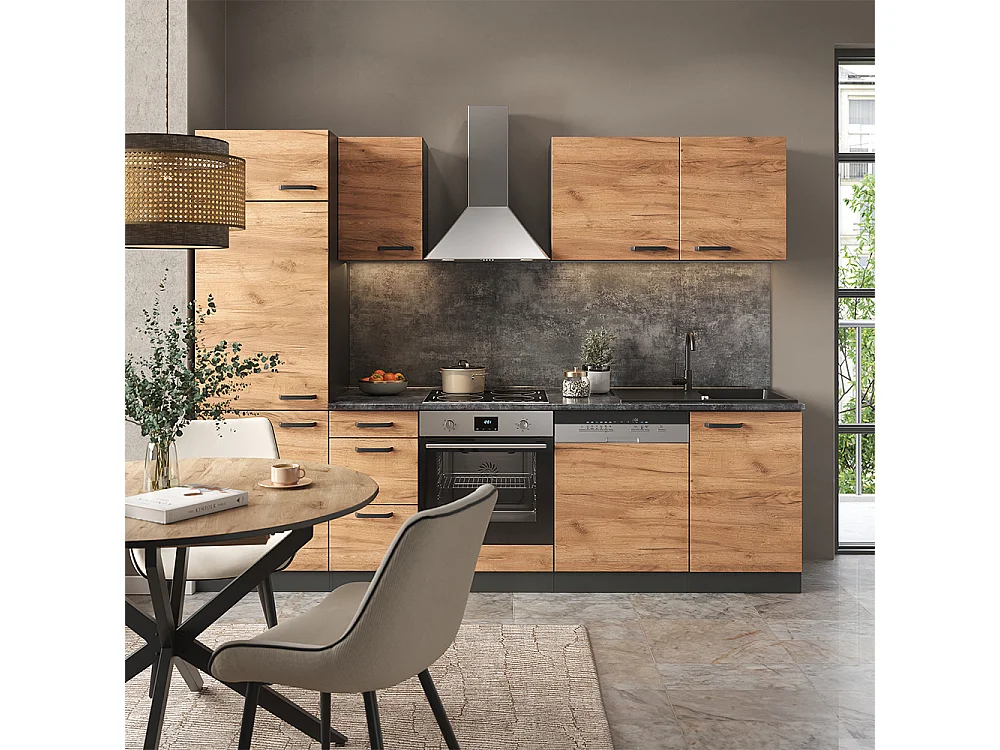 Ligne de cuisine chêne doré/anthracite 270x57.1x81.6 optima