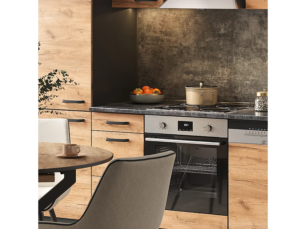 Ligne de cuisine chêne doré/anthracite 270x57.1x81.6 optima