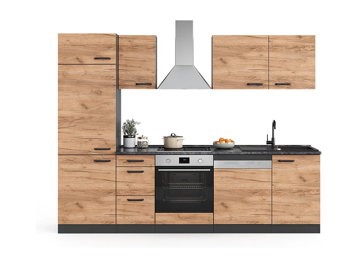 Ligne de cuisine chêne doré/anthracite 270x57.1x81.6 optima