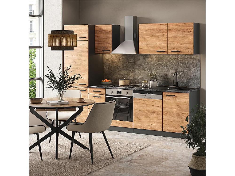 Ligne de cuisine chêne doré/anthracite 270x57.1x81.6 optima