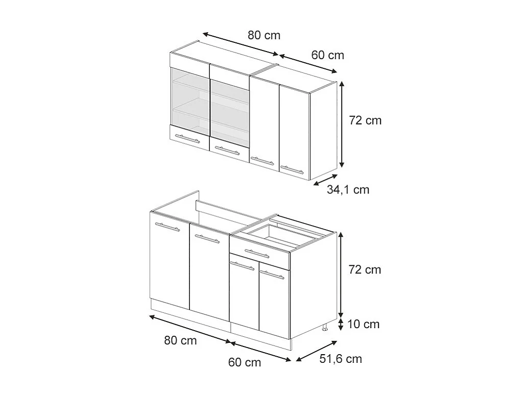 Kitchenette bleu foncé brillant/anthracite 140x46x81.6 fame-line