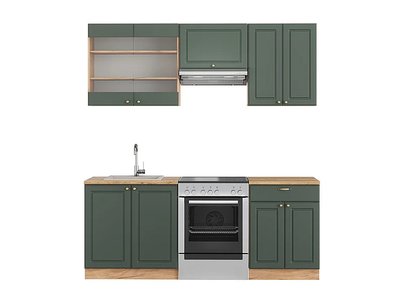 Cuisine chêne vert et or/chêne doré 200x60x81.6 fame-line