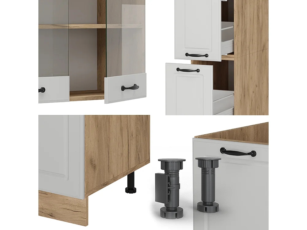 Cuisine blanc campagnard/chêne doré 350x46x81.6 r-line
