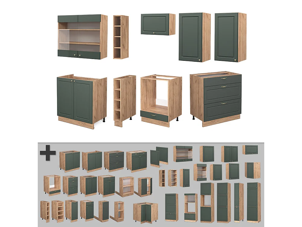 Szafka kuchenna green-gold country/gold power oak 235x60x81.6 fame-line