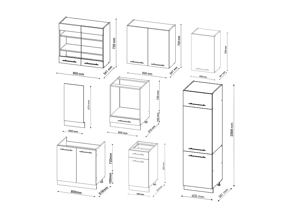 Mueble de cocina verde-dorado casa de campo/blanco 300x60x81.6 fame-line