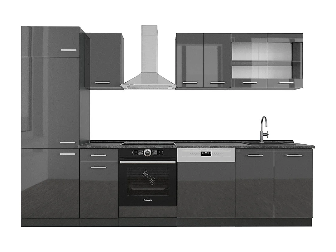 Küchenzeile anthrazit hochglanz/anthrazit 300x60x81.6 r-line