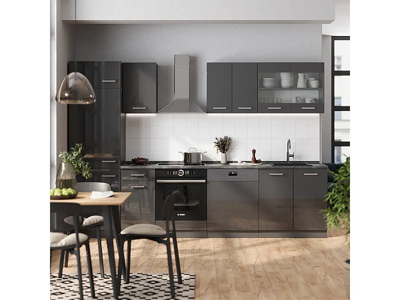 Cuisine anthracite brillant/anthracite 300x60x81.6 r-line