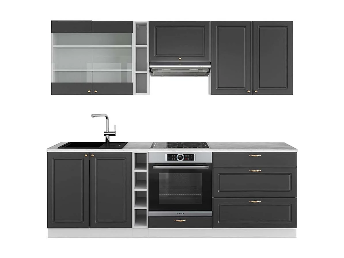 Cuisine anthracite-or/blanc 235x60x81.6 fame-line