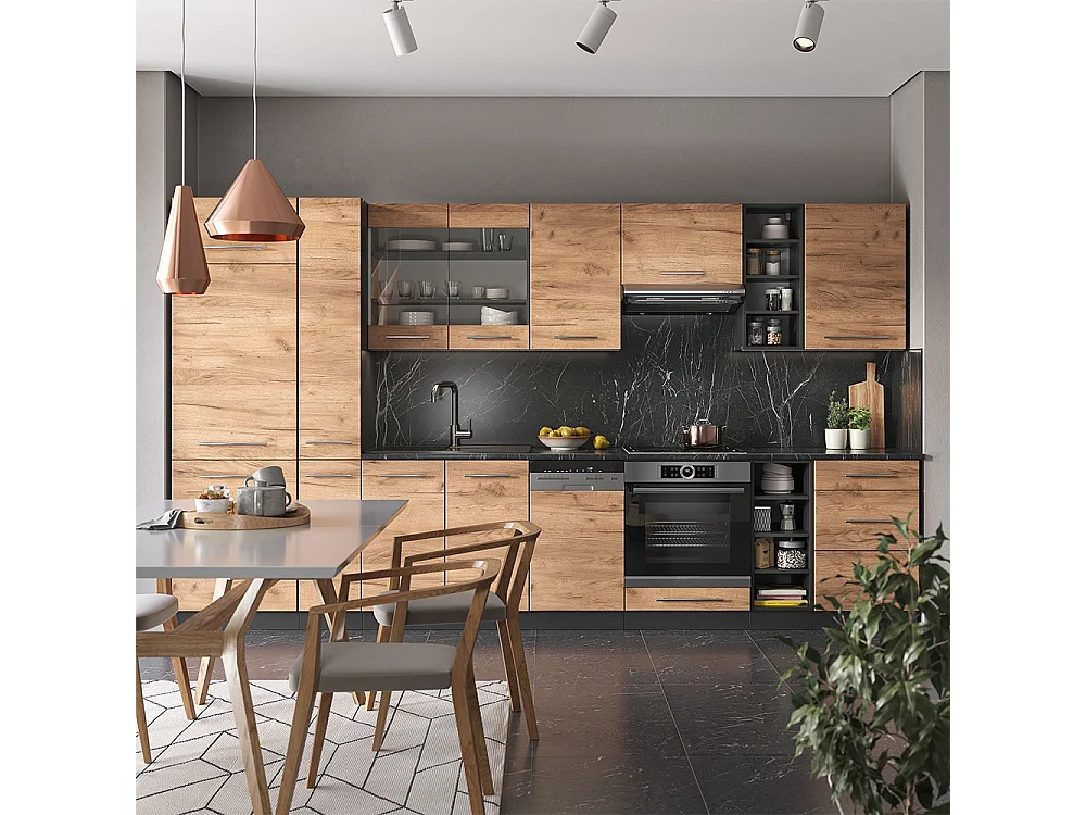 Cucina componibile Rovere dorato/antracite 355x60x81.6 fame-line