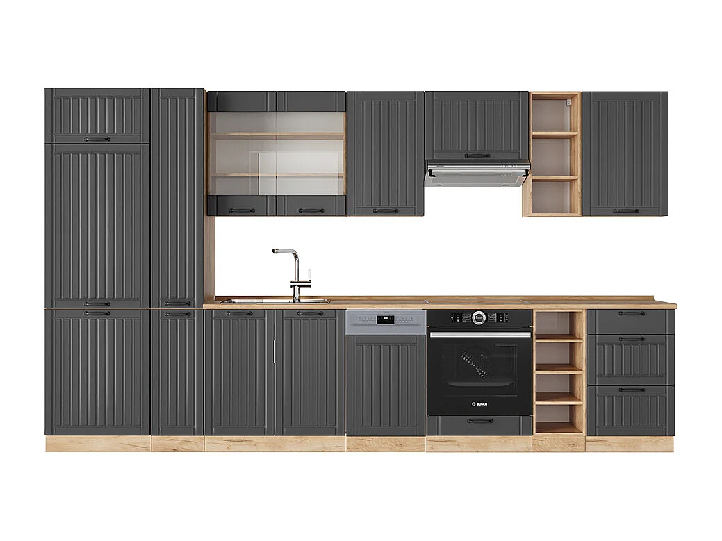 Mueble de cocina gris oscuro 355x60x81.6 fame-line