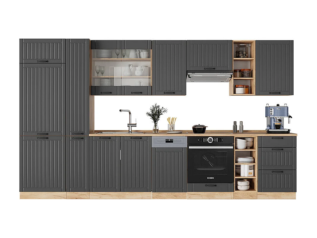 Mueble de cocina gris oscuro 355x60x81.6 fame-line