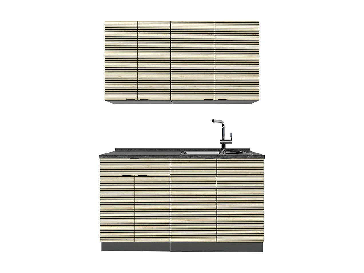Singlekøkken egetræspanel/antracit 140x60x81.6 fame-line