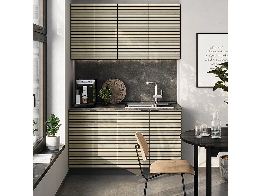 Singlekøkken egetræspanel/antracit 140x60x81.6 fame-line