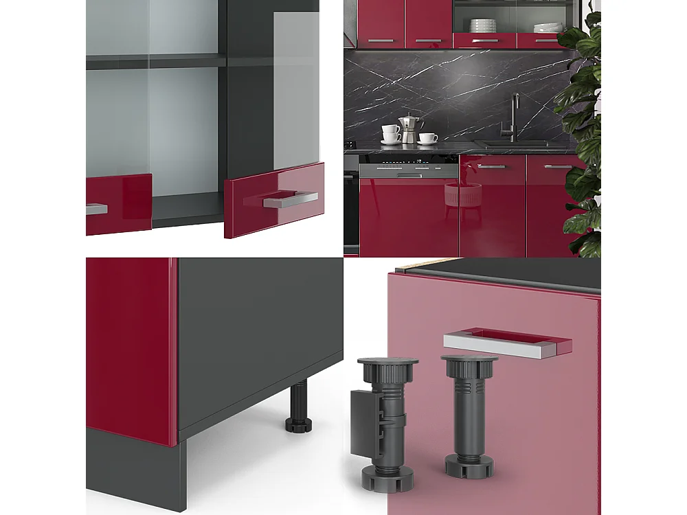 Cuisine rouge brillant/anthracite 300x60x81.6 r-line