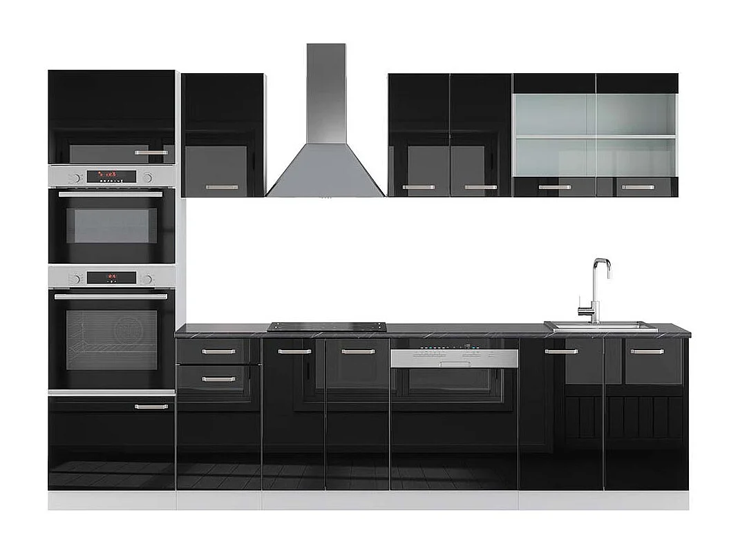 Cucina componibile nero lucido/bianco 300x60x81.6 r-line