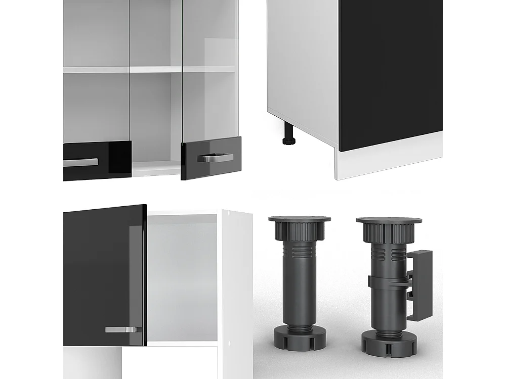 Cuisine noir brillant/blanc 300x60x81.6 r-line