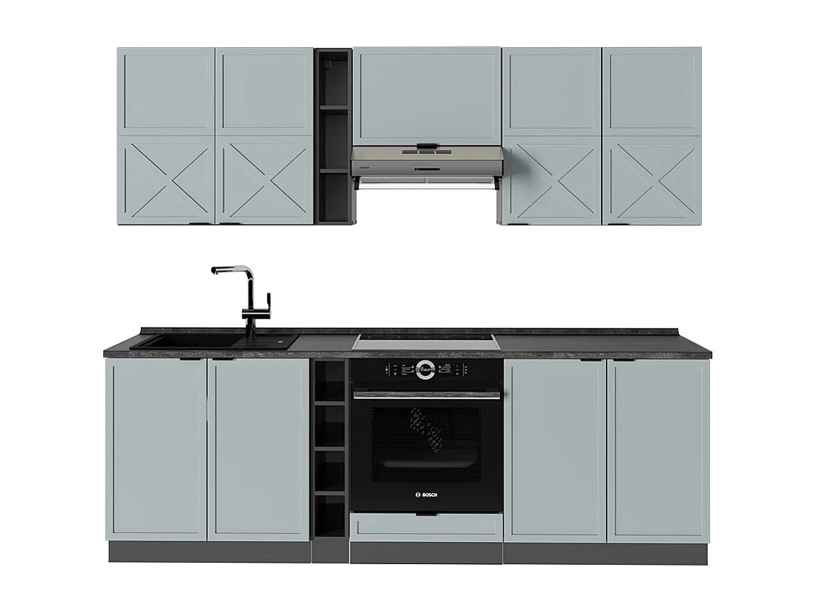 Cucina componibile azzurro-grigio/antracite 235x60x81.6 fame-line