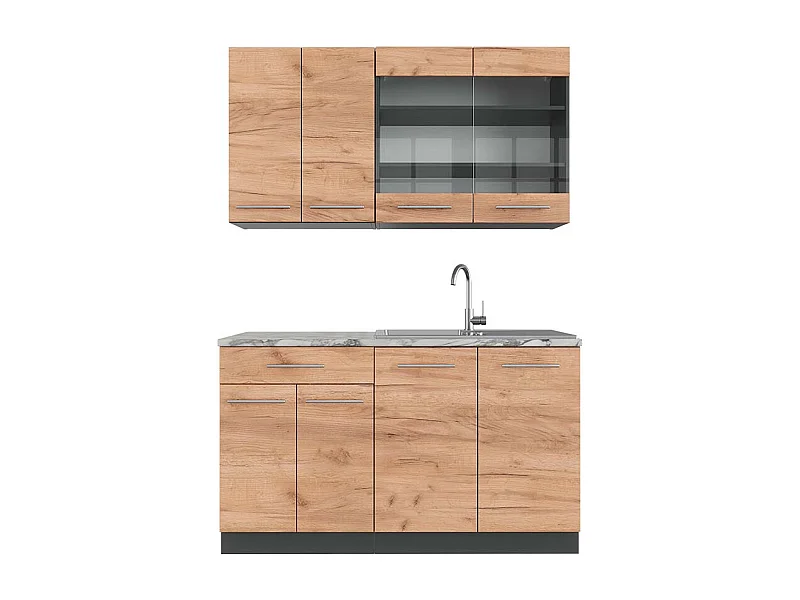 Cocina para solteros oro power roble/antracita 140x60x81.6 fame-line