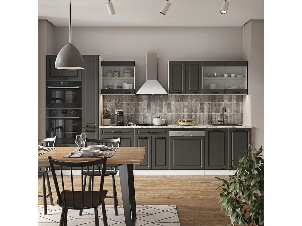 Køkkenenhed antracit landhus/hvid 350x60x81.6 r-line