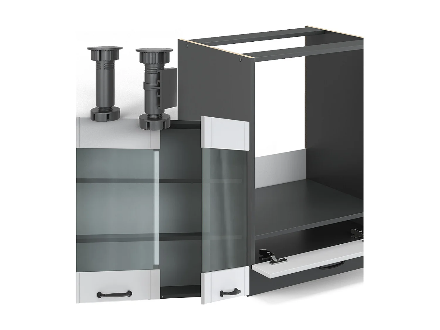 Cucina angolare completa bianco casa di campagna/antracite 190x46x81.6 fame-line