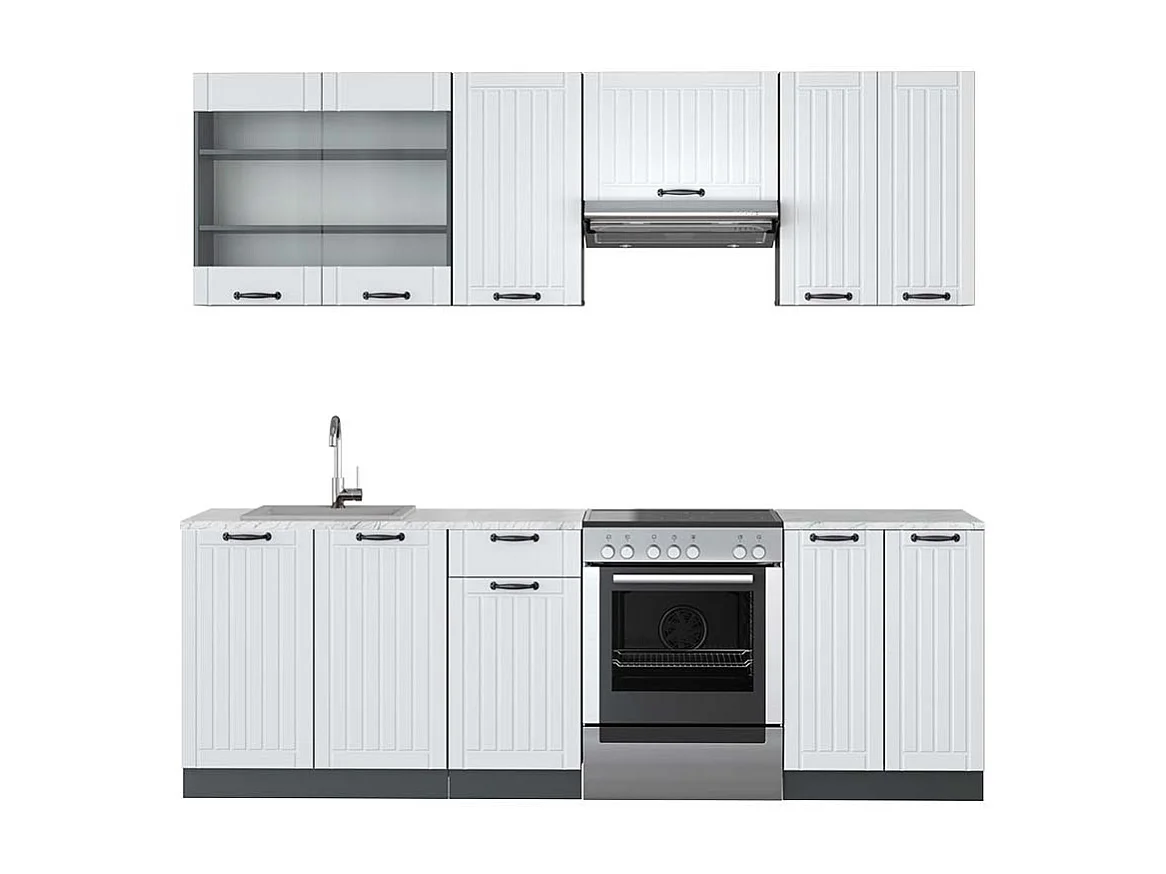 Cuisine blanc cottage/anthracite 240x60x81.6 fame-line